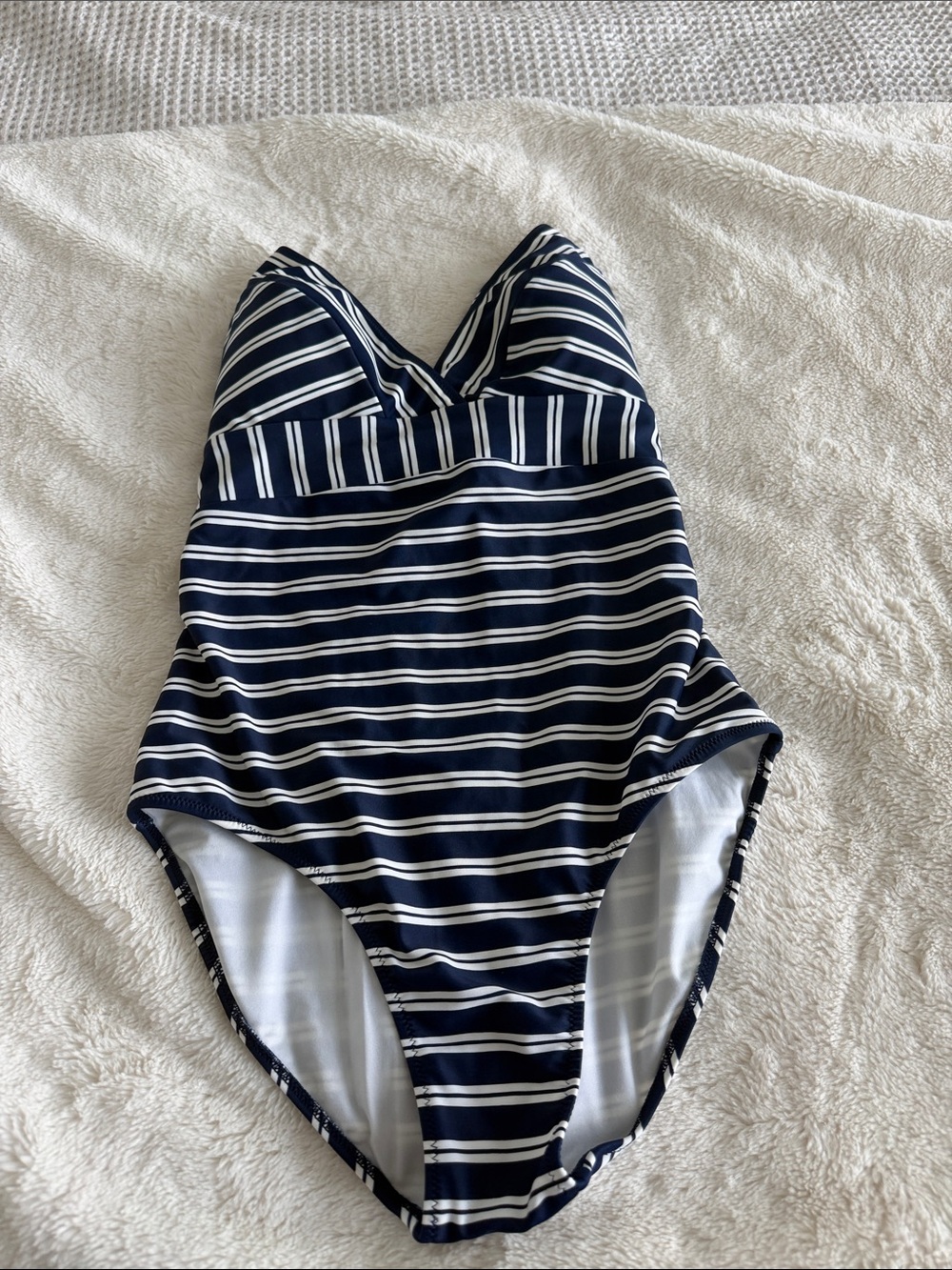 Vineyard Vines Navy and White Striped One-Piece Swimsuit